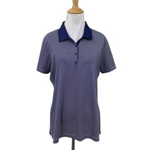 EP Pro Golf Shirt Womens L Large Navy Blue Striped Active Performance Polo